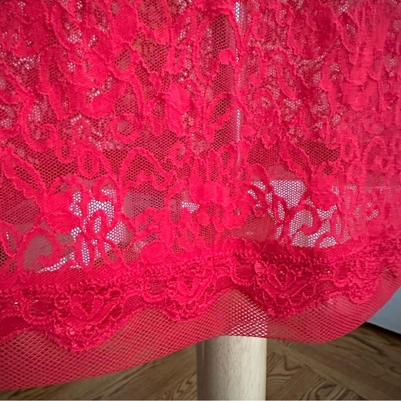VICTORIA’S SECRET Red Lace Slip Dress Chemise Lingerie Festival Romantic Size XL - Picture 11 of 15